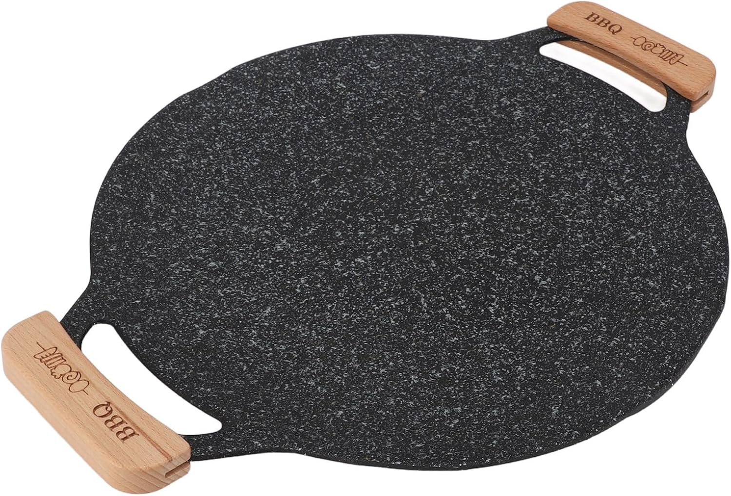 gernie Korean BBQ Grill Pan, Multifunctional Round Cast Iron Skillet with Handle, Nonstick Stove Plate for Meats, Pancakes, Korean Grill