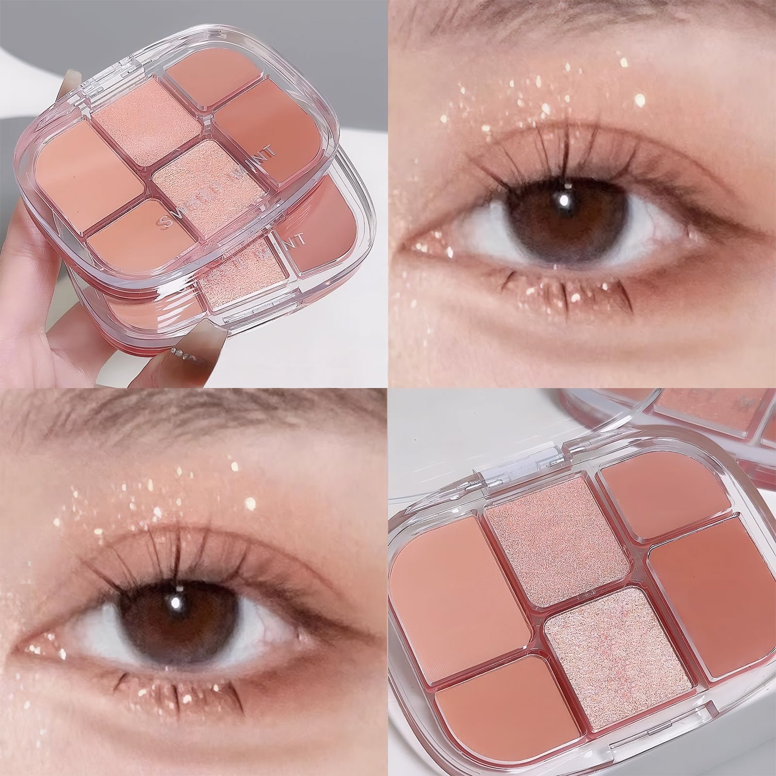 Palette de Fards À Paupières Rose 6 Couleurs, Teintes Pailletées et Mattes Hautement Pigmentées, Paupières Palette Maquillage Yeux Mat Pigmentées, Mini Maquillage pour Looks Quotidiens Eyes (03)