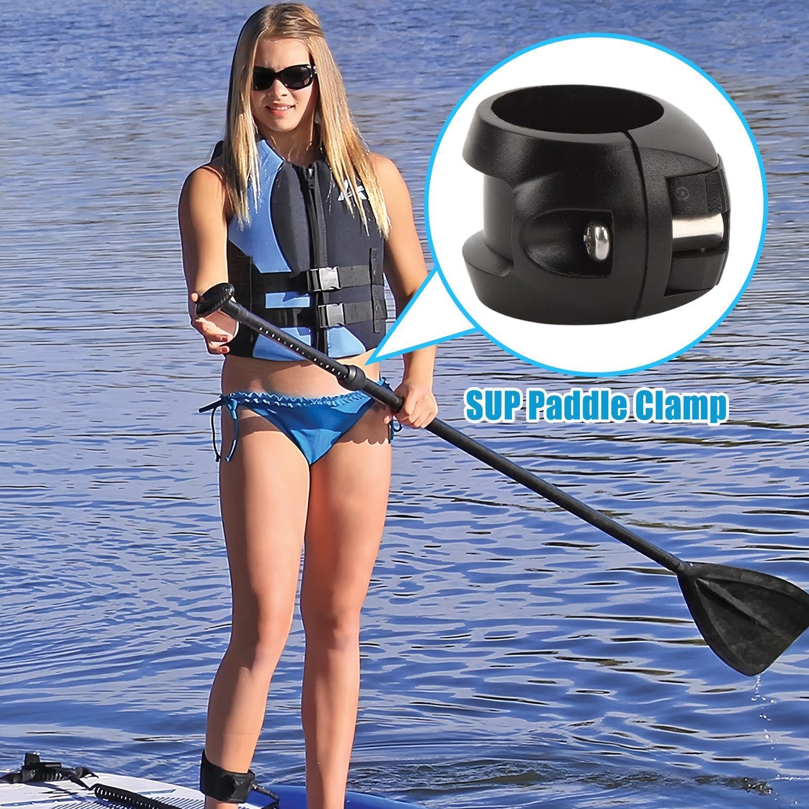 Kayak Paddle Clamp – Connettore regolabile per gamba, attacco in fibra di carbonio, bloccaggio sicuro