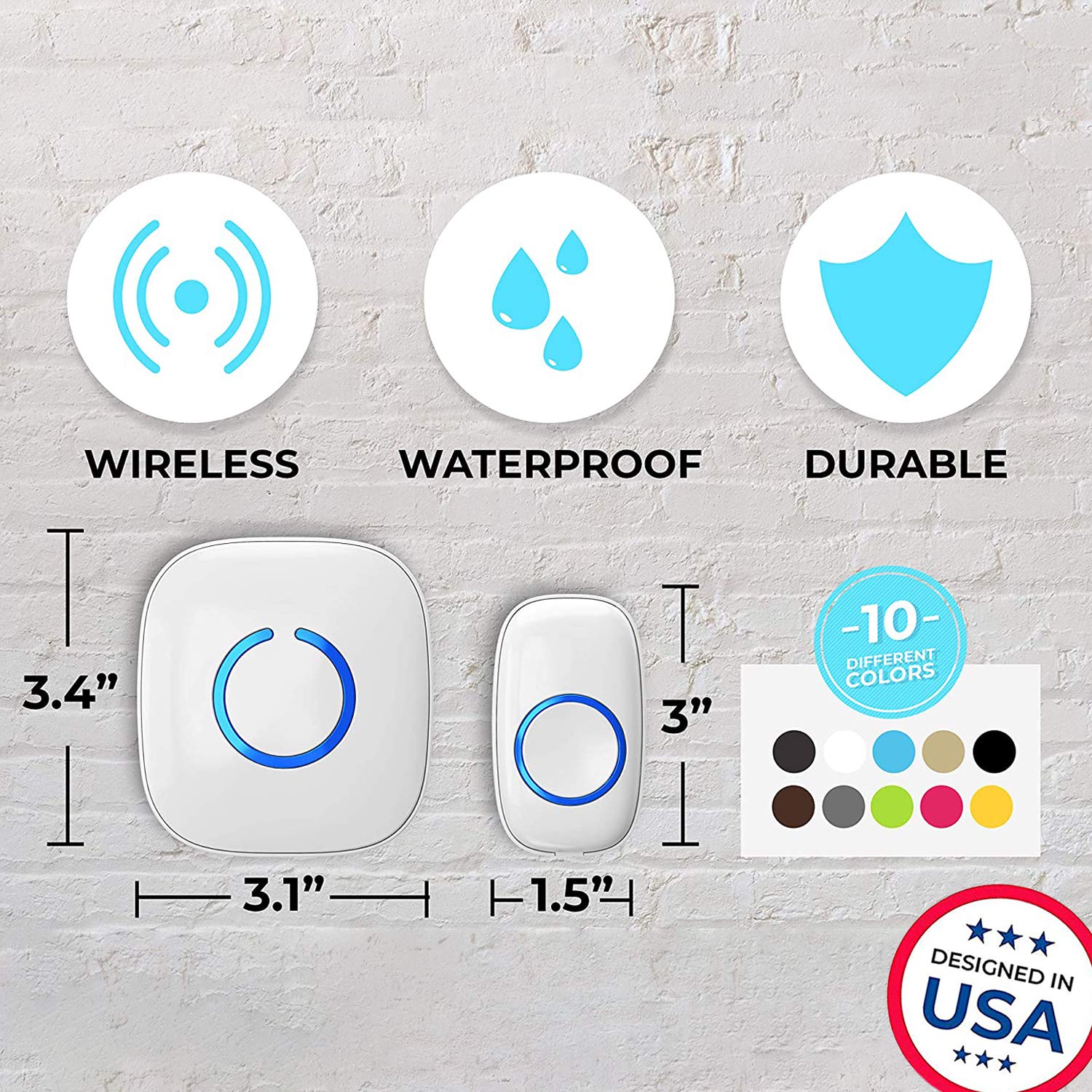 Wireless Doorbell by SadoTech Waterproof Door Bells & Chimes Wireless