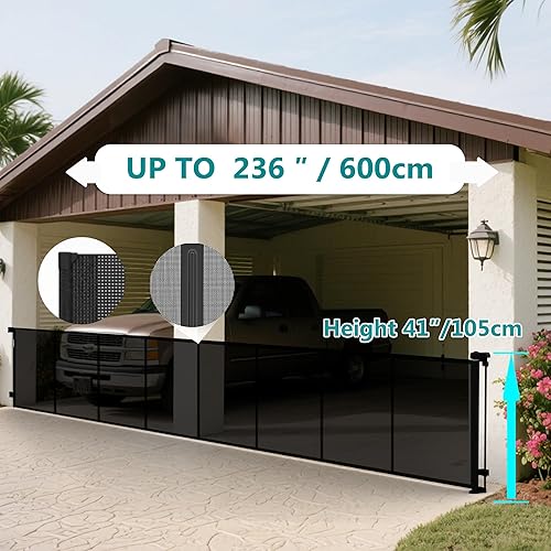 Miniatura 2 de Puerta retráctil extra ancha para bebés de 236 pulgadas, puerta de malla para bebés o puerta de malla para perros, 34 pulgadas de alto, puerta de