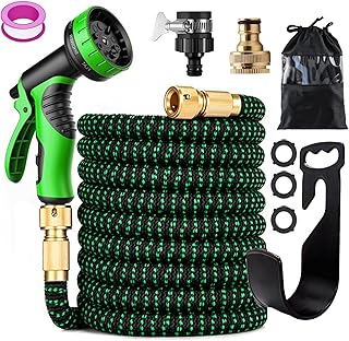 75FT Garden Hose Pipes with 10 Modes Water Spray Gun Flexible Expandable Hose Pipe Expanding Anti-Leakage Hose Pipes with Connector/Spray Gun/Hose Set Water Pipes for Garden Car Pet Cleaning(75ft)