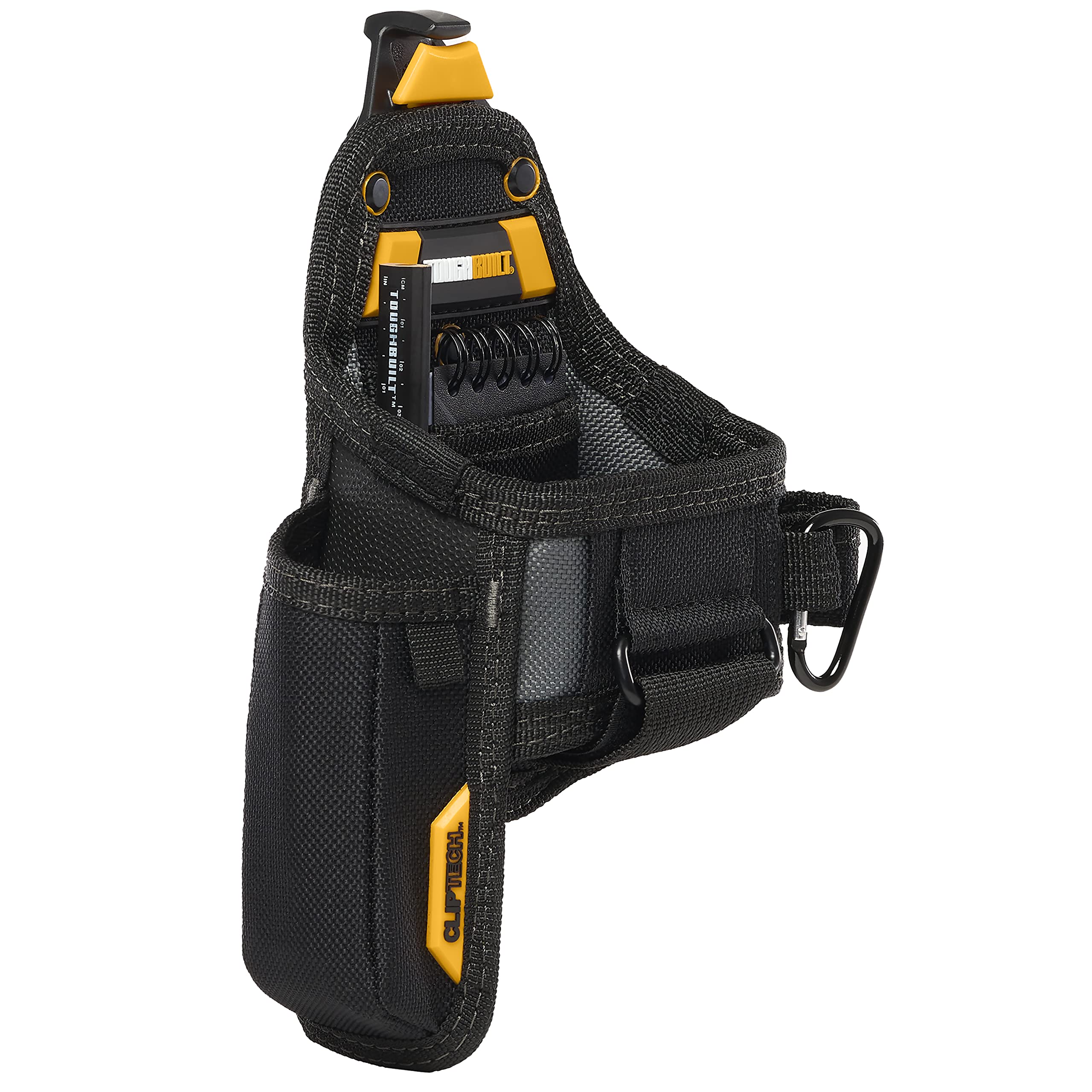 ToughBuilt – Ruban à mesurer/Pochette Tout Usage – Poches et Boucles, Construction Robuste à 6 Couches, moyeu breveté ClipTech ™