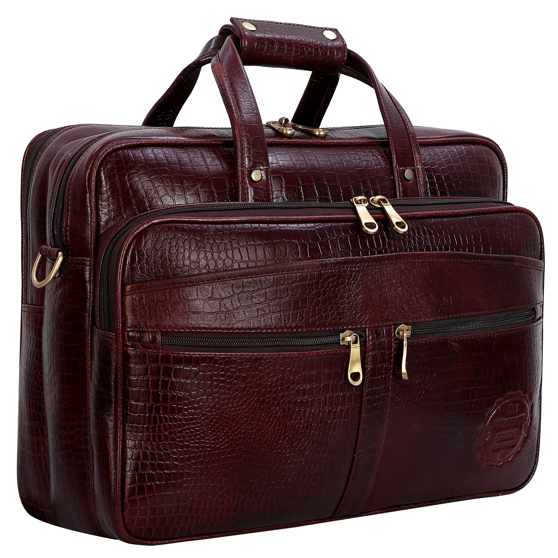LV Top Grain Natural Leather Office leather Laptop Shoulder Bag For Men Office Use Laptop Compartment Size H16 x L12 x W6 INCH | 24 Liters (CROC BROWN) (B08SWNTJ9H) Amazon Price History, Amazon Price Tracker
