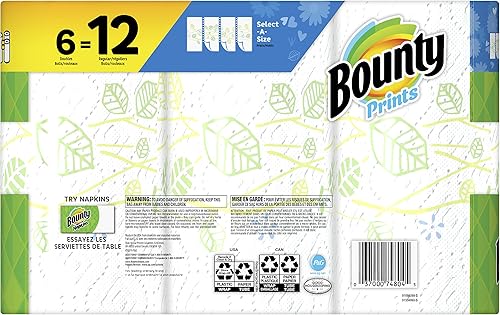 Miniatura 2 de Bounty Select-A-Size - Toallas de papel, impresión, 6 rollos dobles  12 rollos regulares