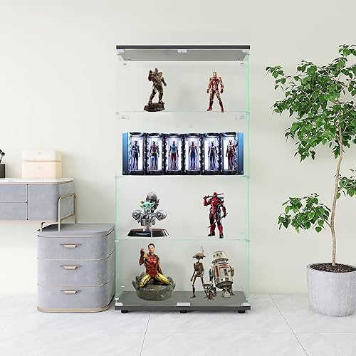 SUPPNEED Vitrina de cristal de dos puertas, 2 estantes con puerta, estantería Curio de pie para sala de estar, dormitorio, oficina, 33.35 x 31.69 x disponible en Yaxa Colombia