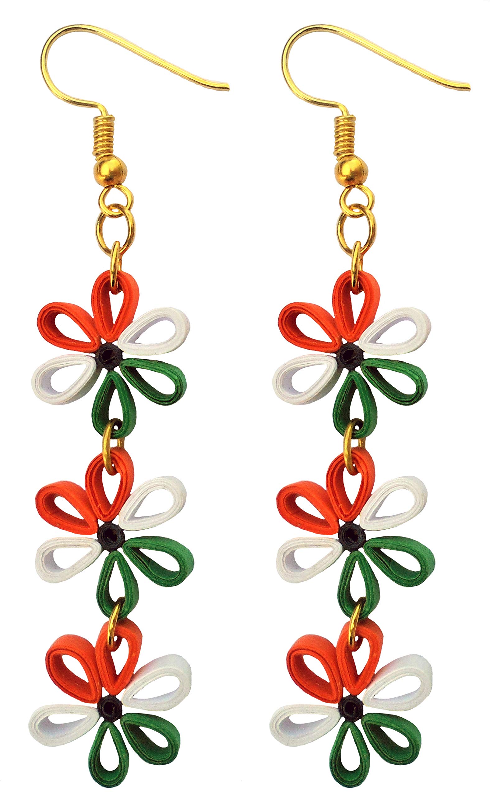 Indian Tri Colour (tricolor) Har Din Tiranga Lightweight Eco-Friendly Patriotic Fashion Paper Quilling Earrings I Love My India Collection for Women & Girls DSERE016-image-16