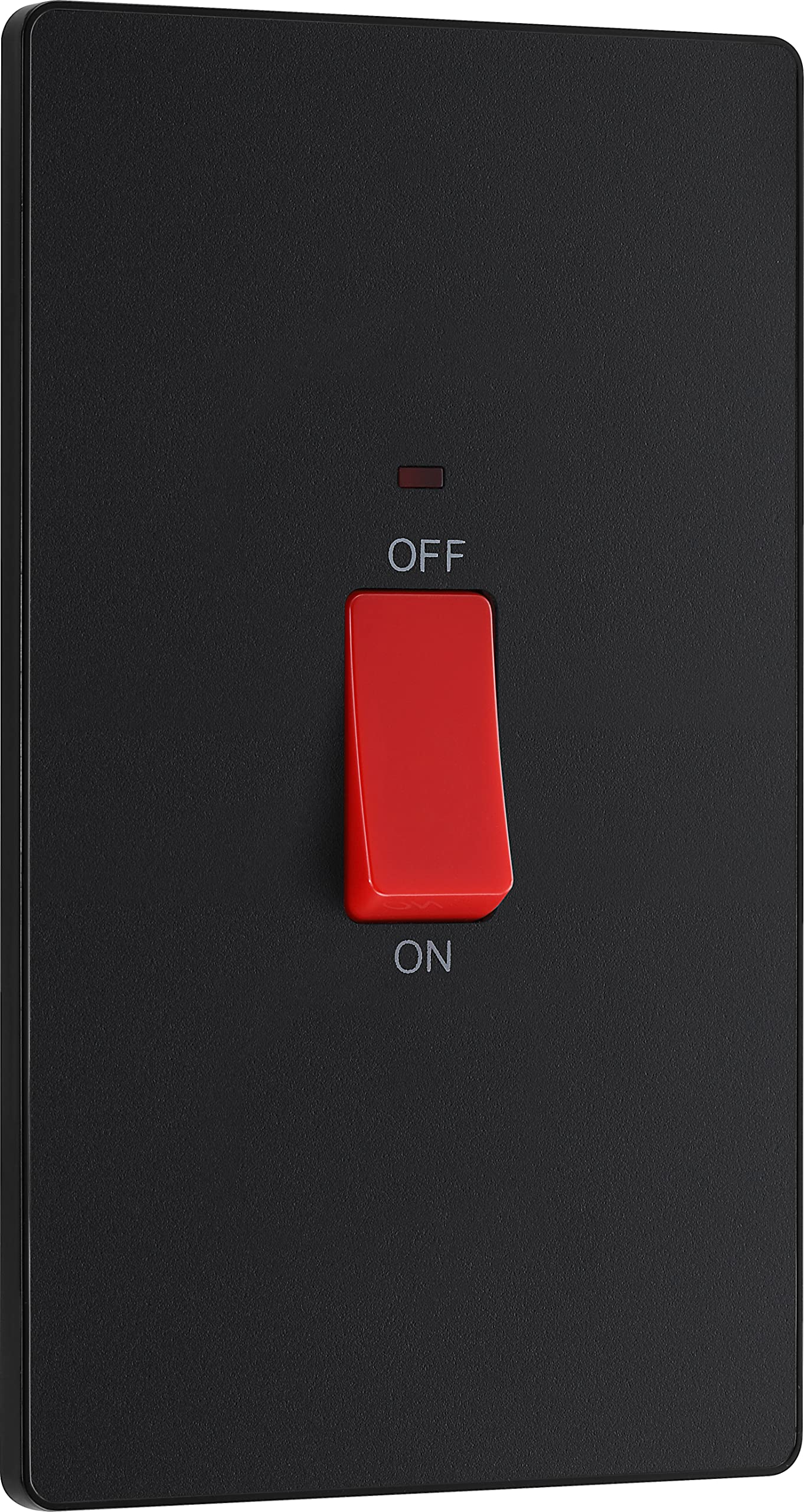 British General Matt Black Bg Electrical Large Cooker Control Switch Unit With Led Power Indicator, Double Plate, Double Pole, Screwless Front Plate, Evolve, 45A, Pcdmb72b