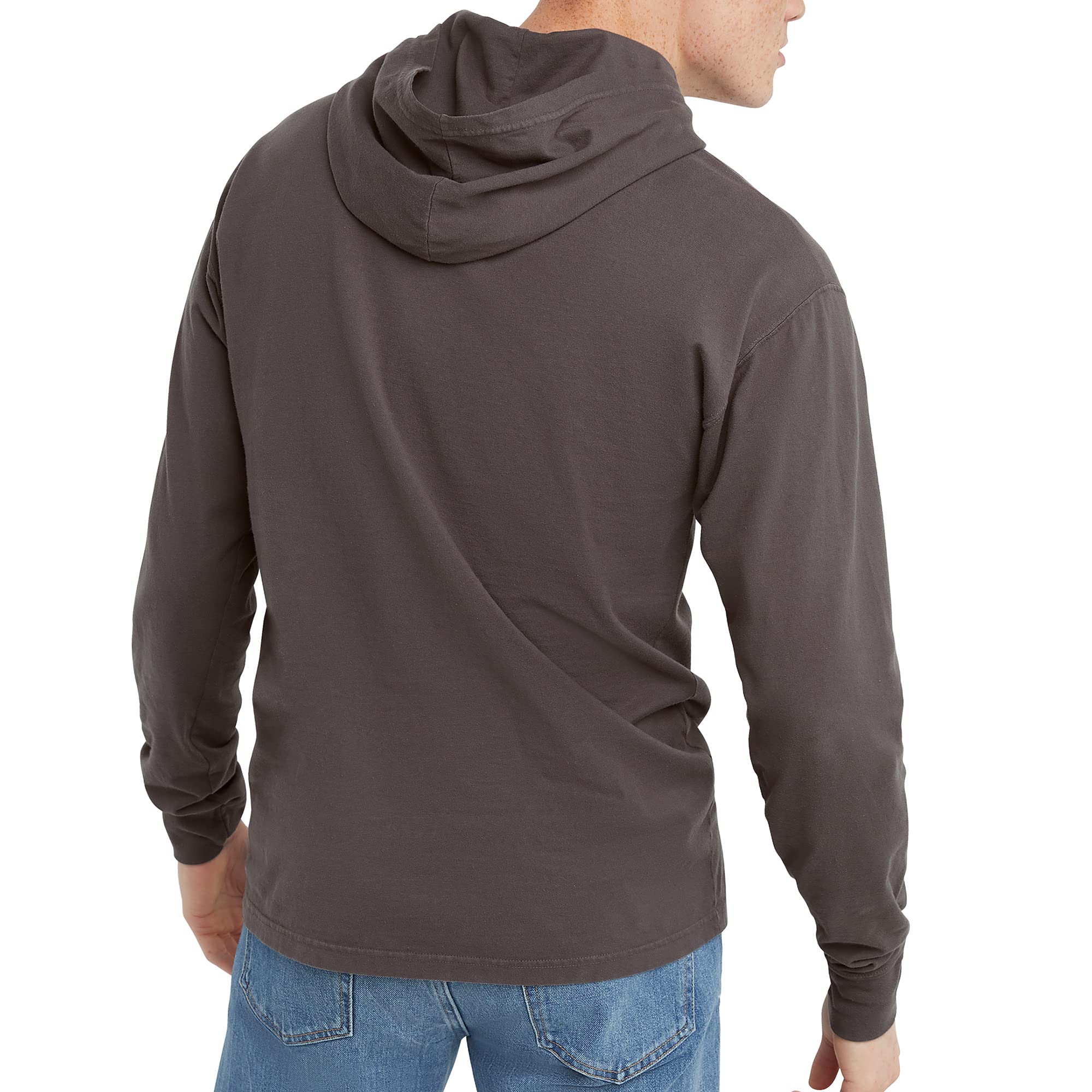 Hanes Originals Hooded Long Sleeve męska koszulka z kapturem Vintage Washed 100% bawełna Tee, New Railroad szary, XXL