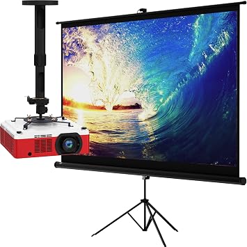 100" Projector Screen with Stand & Universal Projector Mount