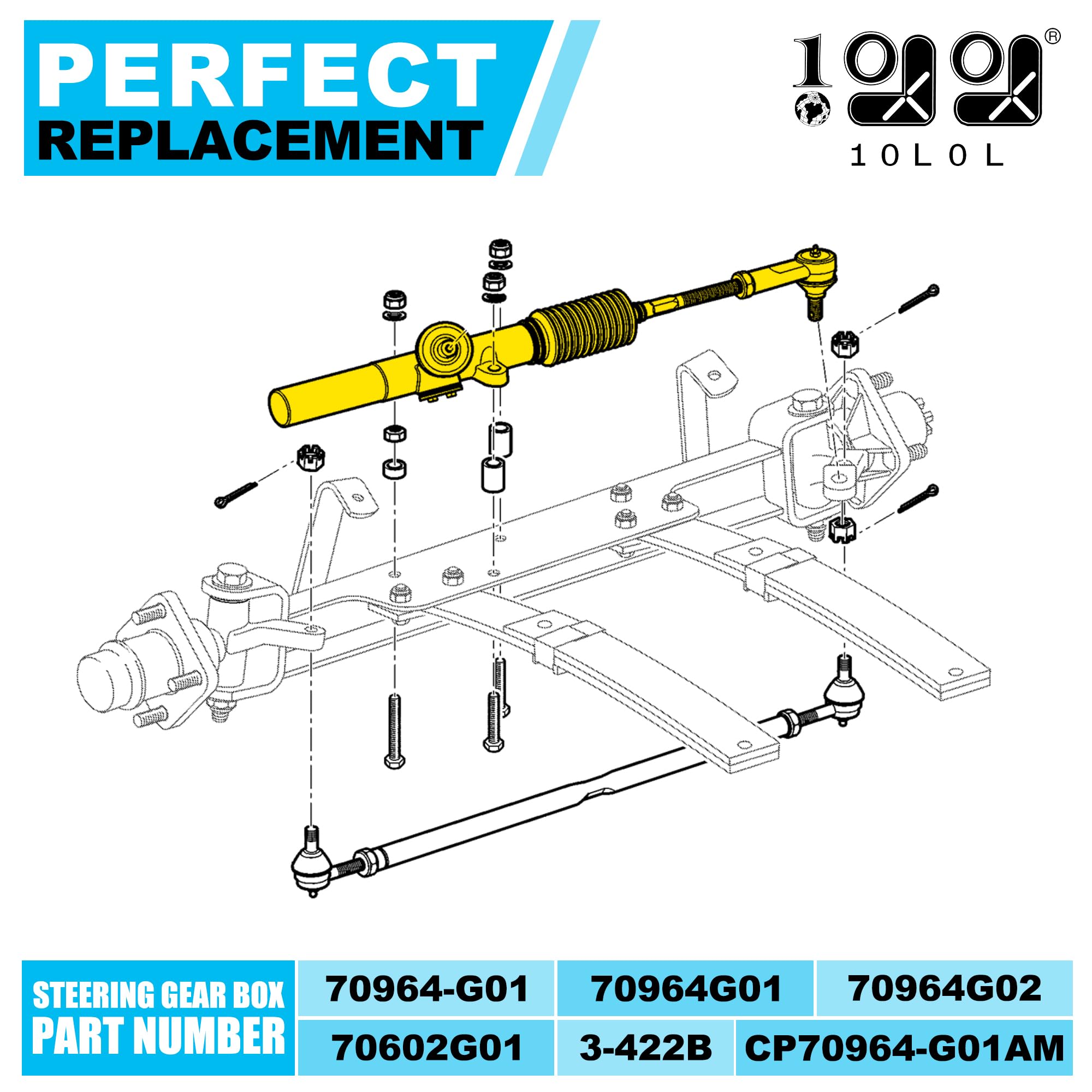 10L0L Boîtier de Direction de voiturette de Golf pour EZGO TXT à partir de 2001, OEM no. 70964-G01 70964G01