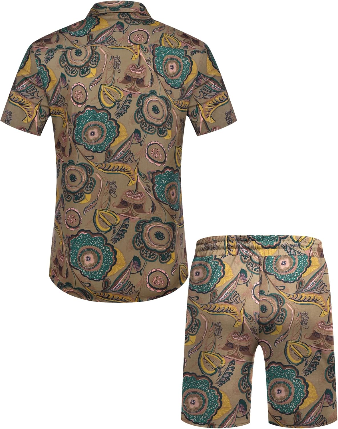 COOFANDY Men's Hawaiian Matching Set Summer Beach 2 Piece Outfits Flower Button Down Shirts and Shorts Vacation Outfits - Image 6