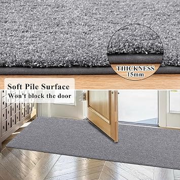 SHACOS Rug Runner 50 x 150 cm Runner Hallway Non-Slip Carpet Runner Soft Kitchen Rug Washable Hallway Runner Modern Rug Hallway Runner for Kitchen Entrance Living Room Grey