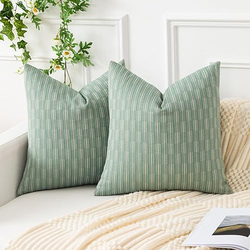 Kevin Textile - Juego de 2 fundas de almohada cuadradas, fundas de almohada decorativas de lino con textura bohemia de primavera para sofá, disponible en Yaxa Costa Rica