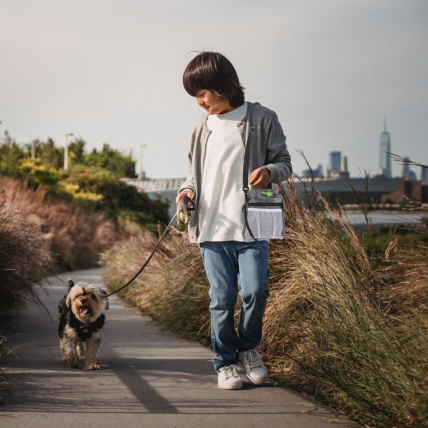 Dog Treat Pouch with Hook Portable Snack Bag Sturdy Cloth Pet Training Bag for Outdoor Walking Puppy Food Holder