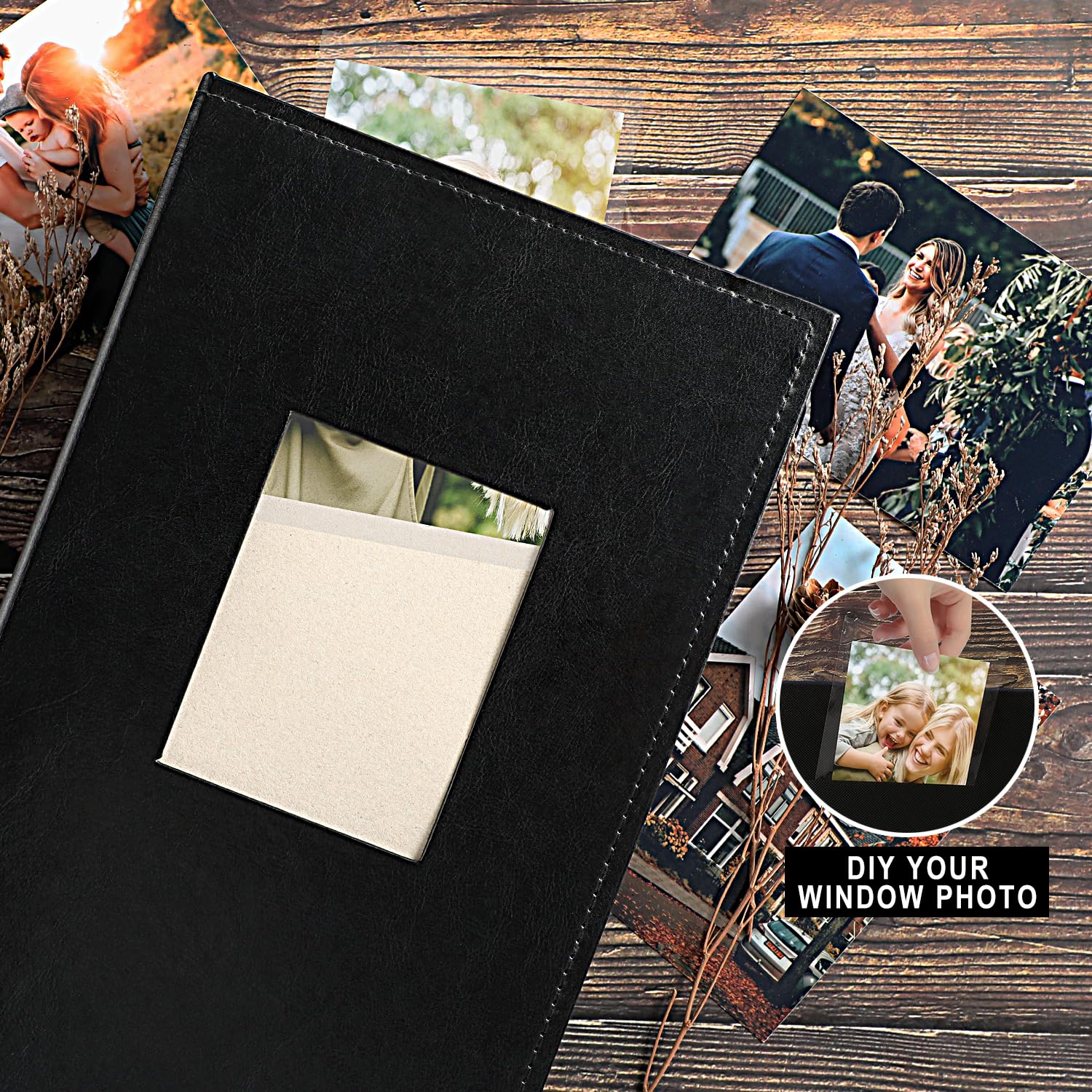Ywlake Photo Album 10 x 15 300 cm Leather Fabric Album for Horizontal Photos Black, 300 photos - Image 3