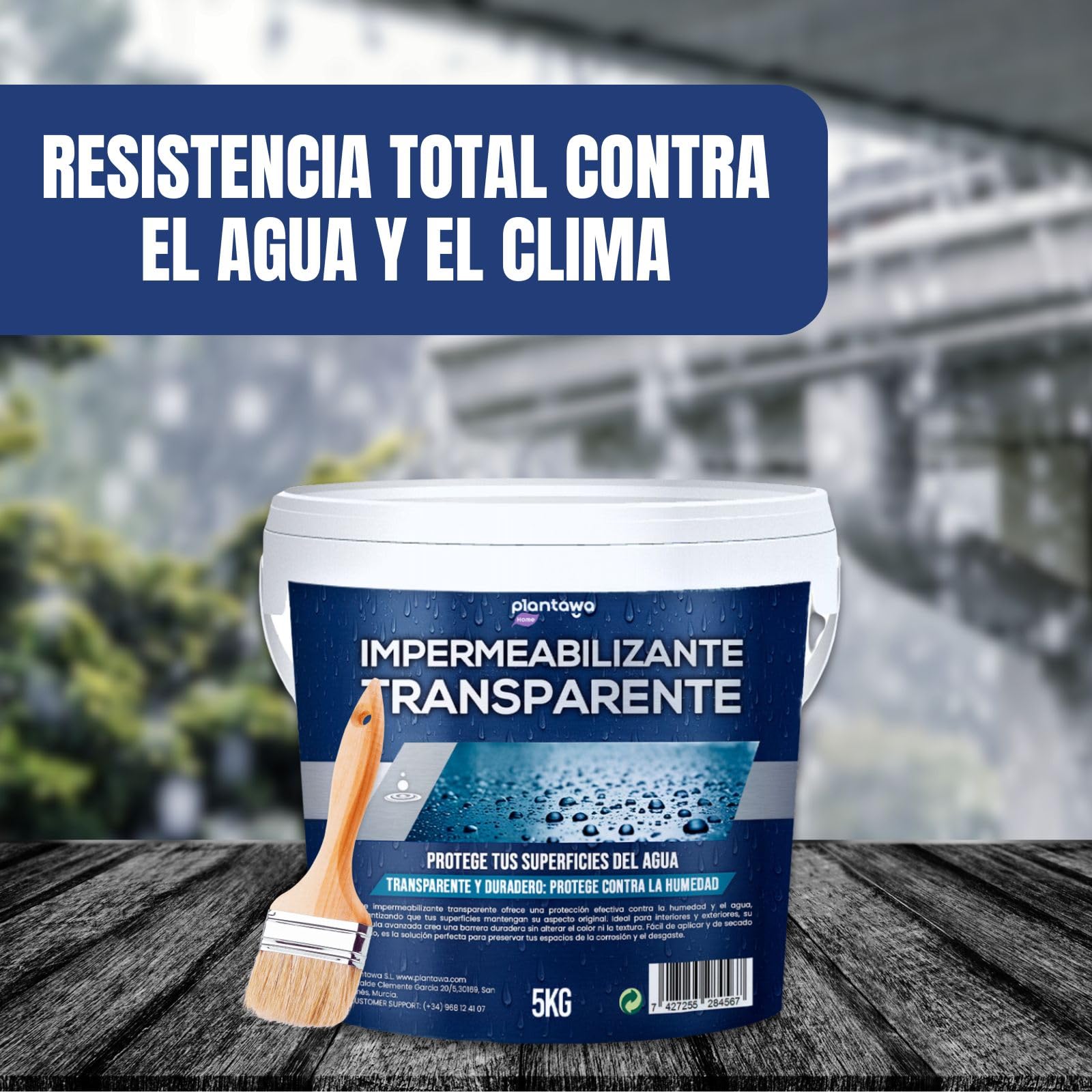 Plantawa Impermeabilizante Transparente 5kg | Revestimiento impermeable definitivo, Genera película protectora, Resistente al agua y humedad, Revestimiento impermeable para interiores y exteriores