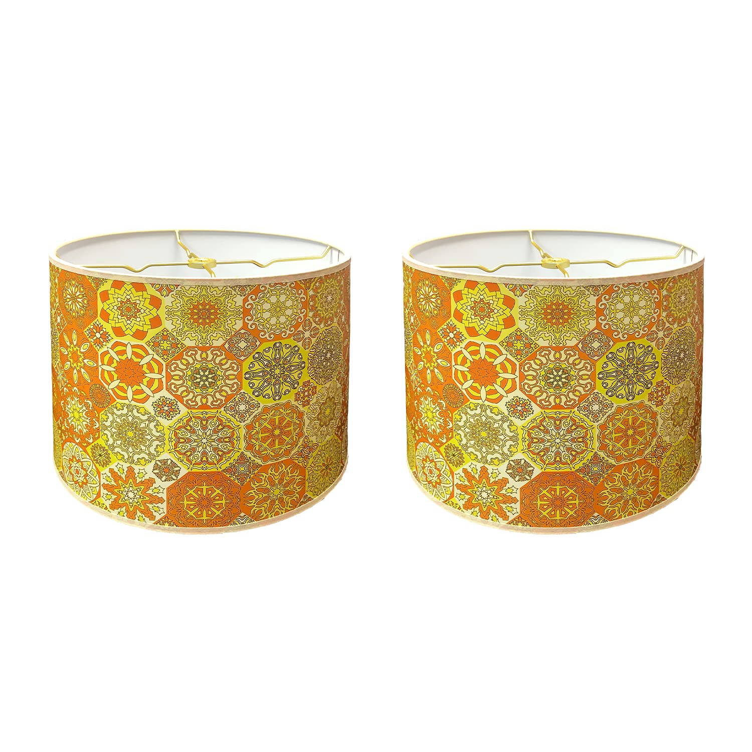 Royal Designs, Inc. Trendy Decorative Handmade Lamp Shade, Made in USA, 14in, HBC-8075-14-2, Gleaming Warmth - 2 Pk