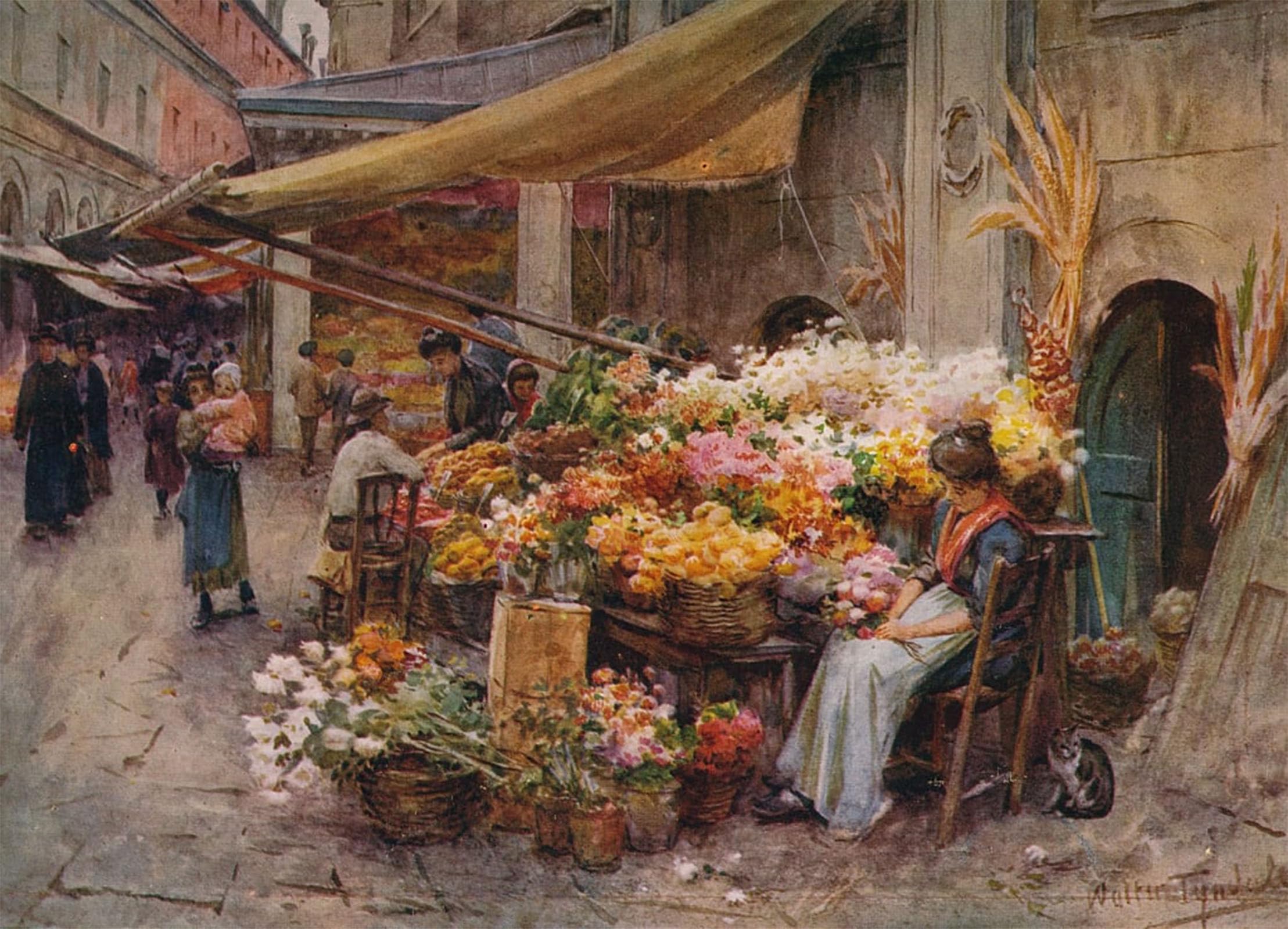 ARTXLXXBN Famous Painting Canvas Artwork Graffiti Print a Stall At the Rialto by Walter Frederick Roofe Tyndale Portrait Canvas Image for Home Decor 60x90cm