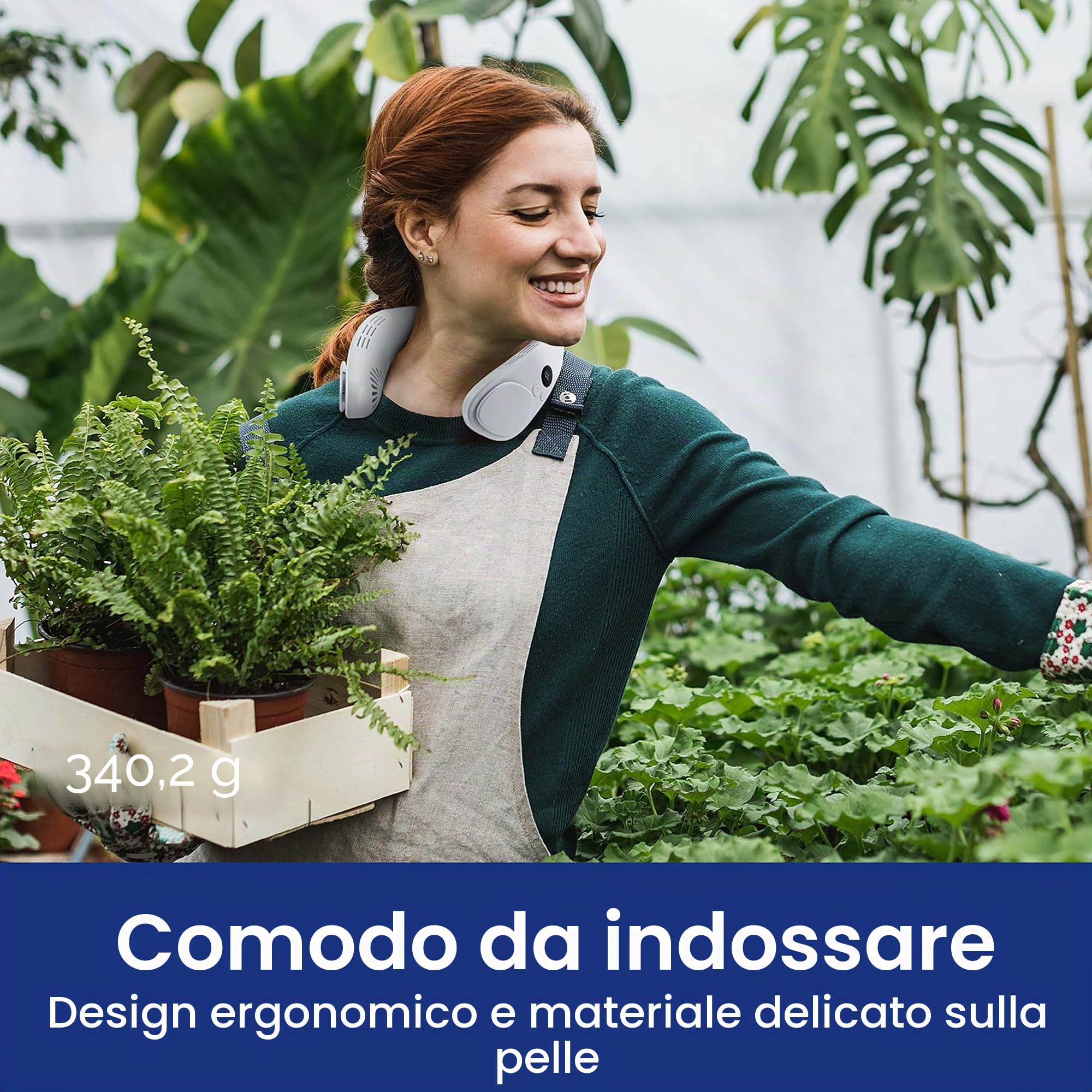 Ventilatore da collo rinfrescante, condizionatore portatile ricaricabile 2 in 1, ventilatore personale portatile con batteria grande da 4400 mAh, design ergonomico