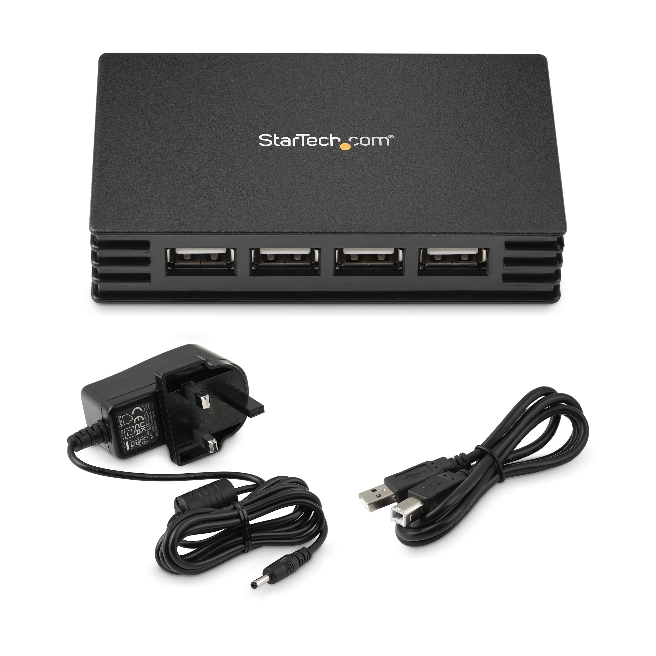 StarTech Hub USB 2.0 a 4 Porte con Alimentatore, Nero (ST4202USBGB)