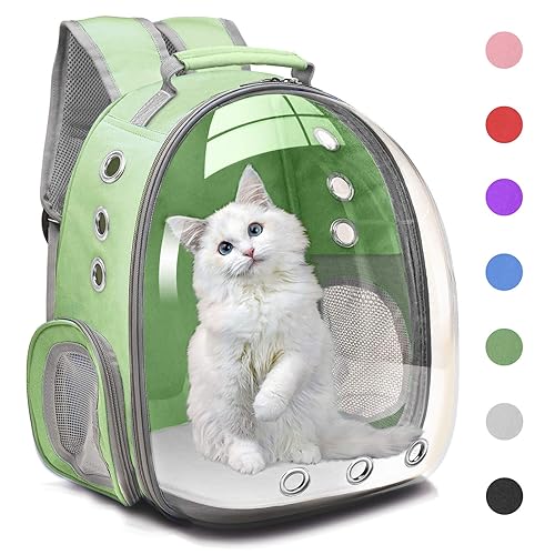 Henkelion Travel Backpack Bubble Carrying Bag for Small Medium Dogs Cats, Space Capsule Pet Carrier Dog for Hiking, Airline Approved - Green - Green