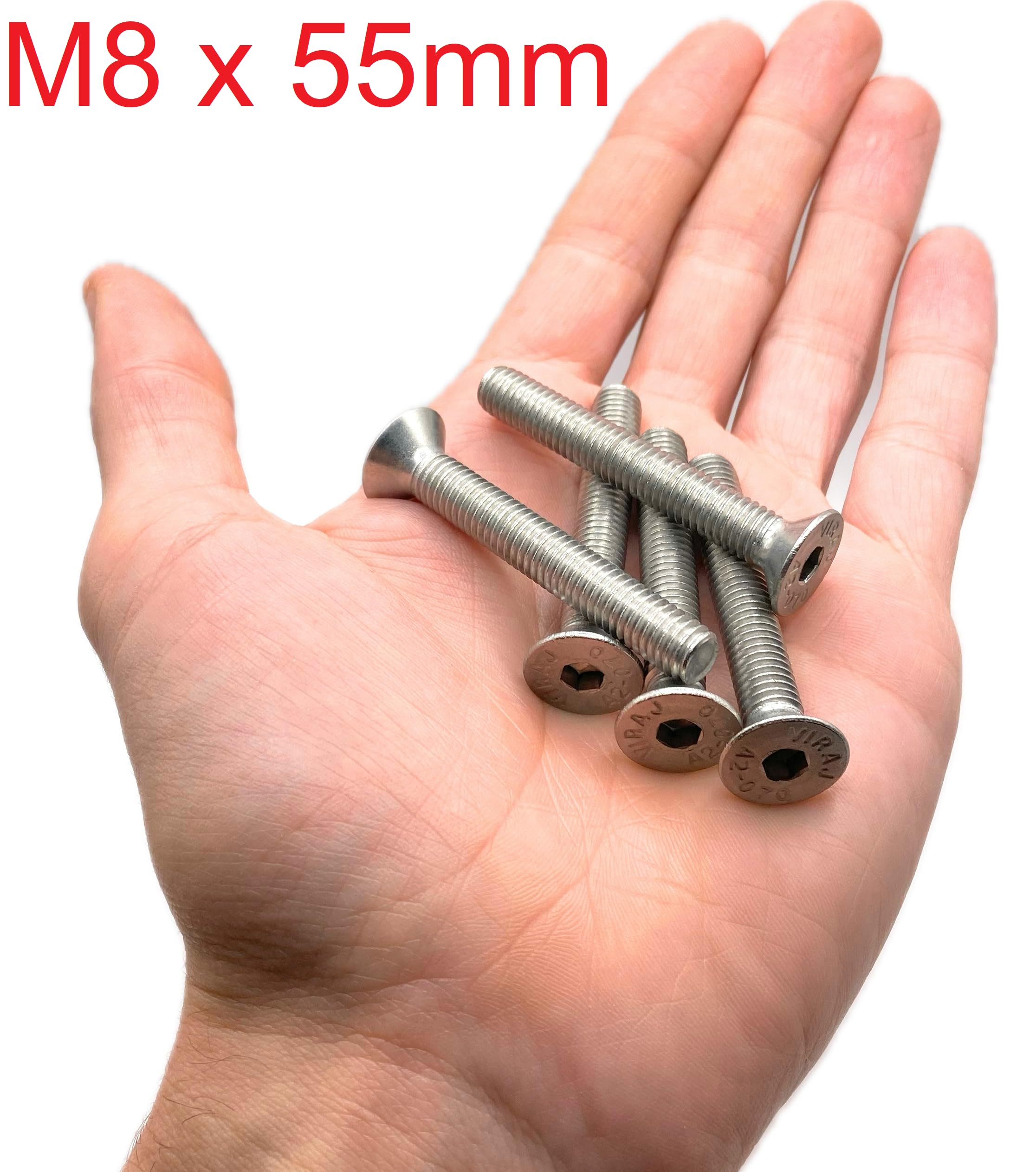 Screws Stainless Steel M8 x 55 mm Countersunk Head BTR Diameter 8 x 55 mm - Image 2