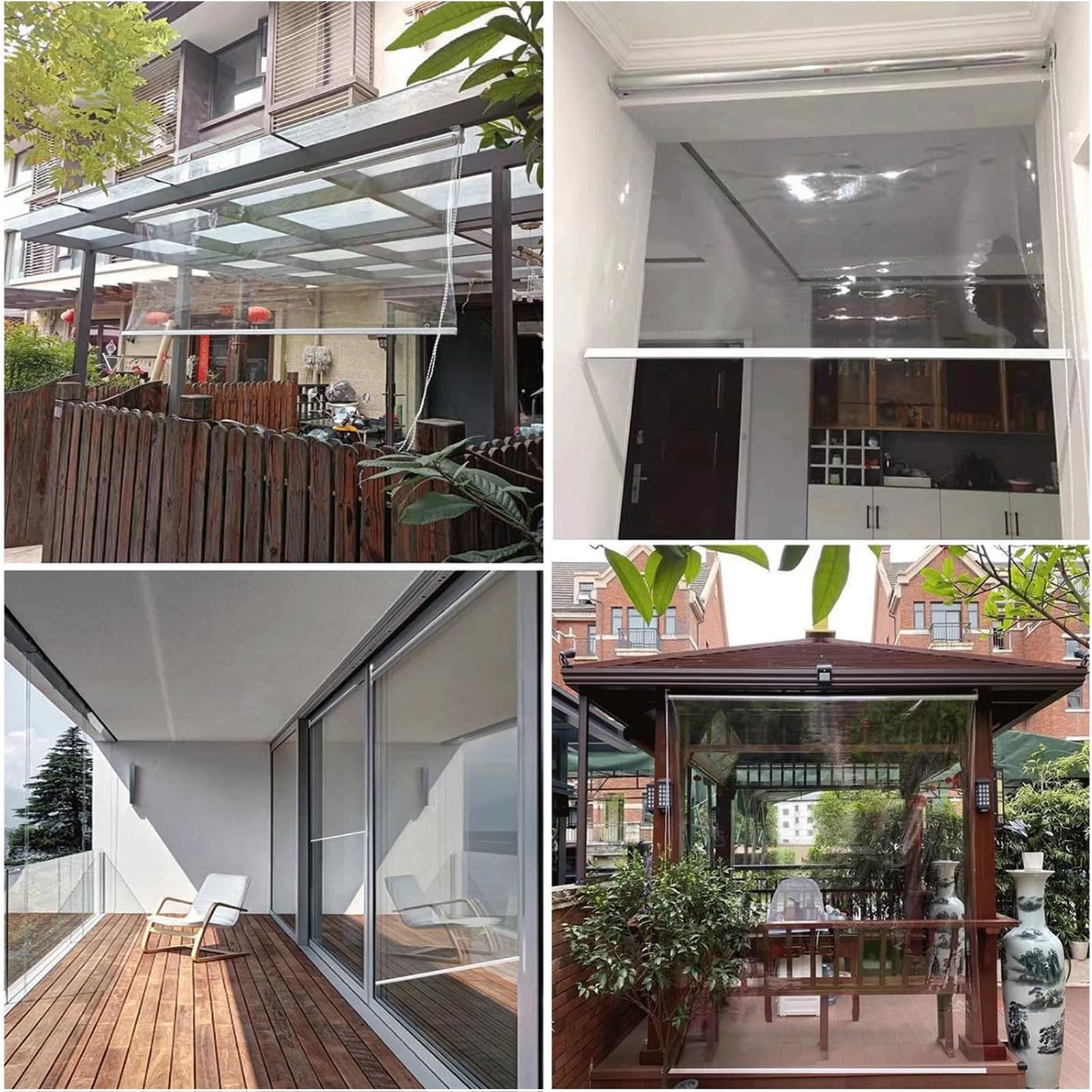 Roleta pergola zewnętrzna przezroczysta wodoodporna zasłona, plastikowa zasłona wiatrowa, izolowane termicznie rolety pyłoszczelne na taras ogrodowy balkon (100 x 240 cm)