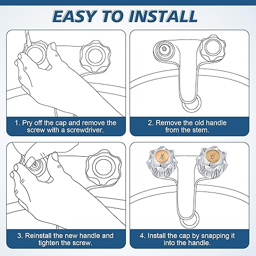 Miniatura 4 de Enhon 1 par de perillas de baño de repuesto, manijas de bañera compatibles con DeltaDelexPeerless, perillas de fregadero de repuesto para agua