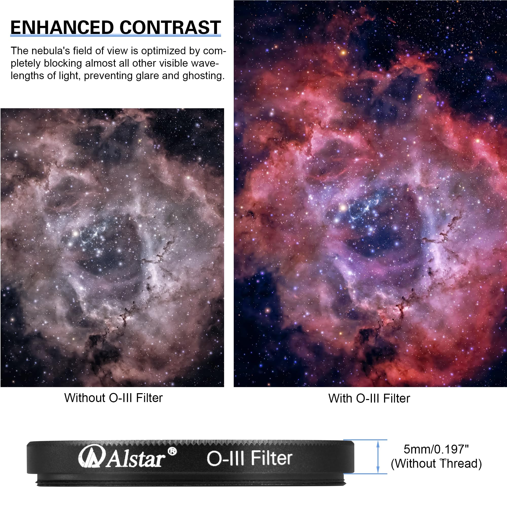 ALSTAR 5,1 cm Schmalband 10 NM o-iii Filter – Erzeugt Near-Photographic Views von Der Veil, Ring, Hantel und Orion-Nebel, Unter Vielen Anderen Objekten
