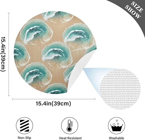 Miniatura 4 de Ocean Waves Sandy Beach Blue Placemats Set, Washable Heat Resistant Thick Placemats for Kitchen one sizex1