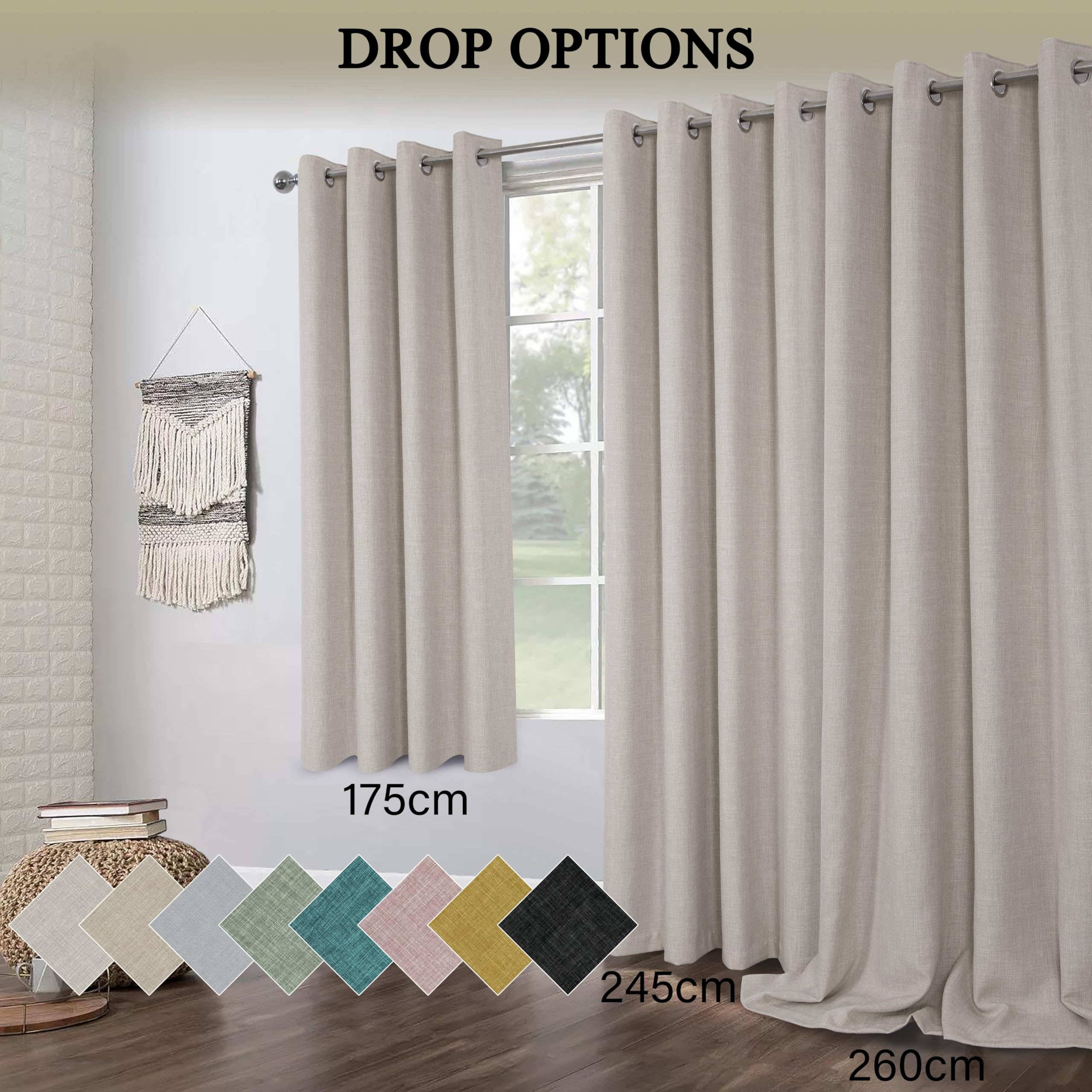always4u Vorhang Blickdicht 100% mit Ösen, Elegente Gardinen Wohnzimmer Modern Abdunkelnde Vorhänge Schallschutz Schlafzimmer Fenster, Weiß Elfenbein 245x140cm 2er Set