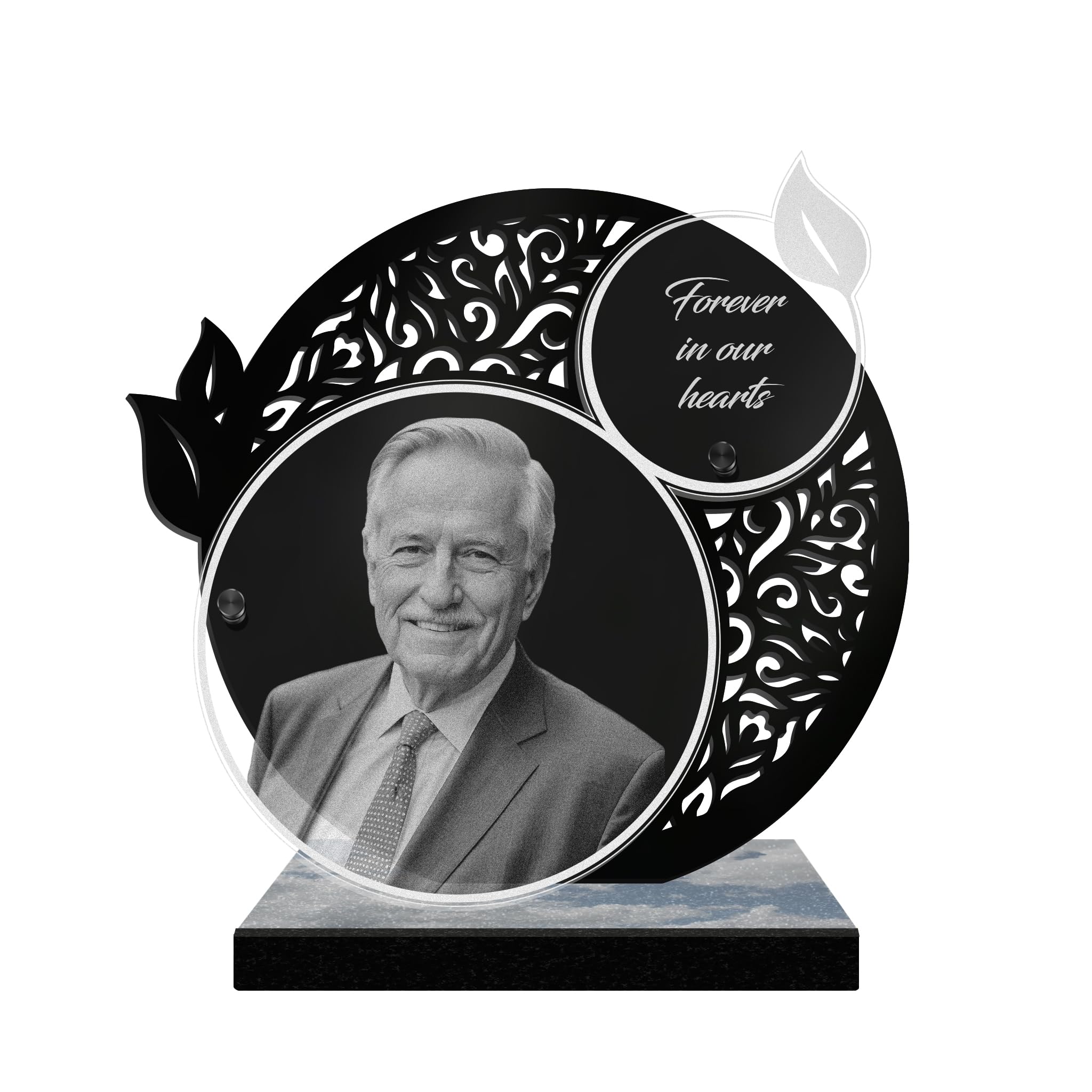 ETERNAL - Personalized Lace Memorial Plaque - Customizable Photo and Text, laser-engraved memorial plaque for tribute, plexiglass, funeral plaque, cemetery, grave, funeral services