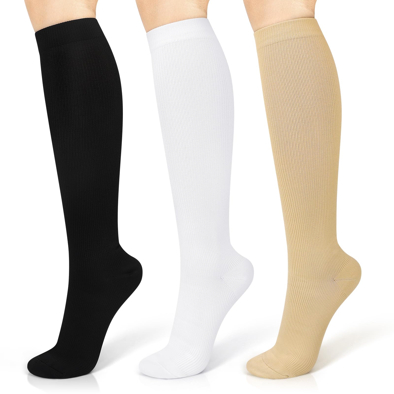 YLK 3 Paia Calze a Compressione Graduata per Donne e Uomo, Potenziano Circolazione, Recupero e Sport, 15-20mmHg, Sportive, Corsa, Giri in Bici, Gravidanza