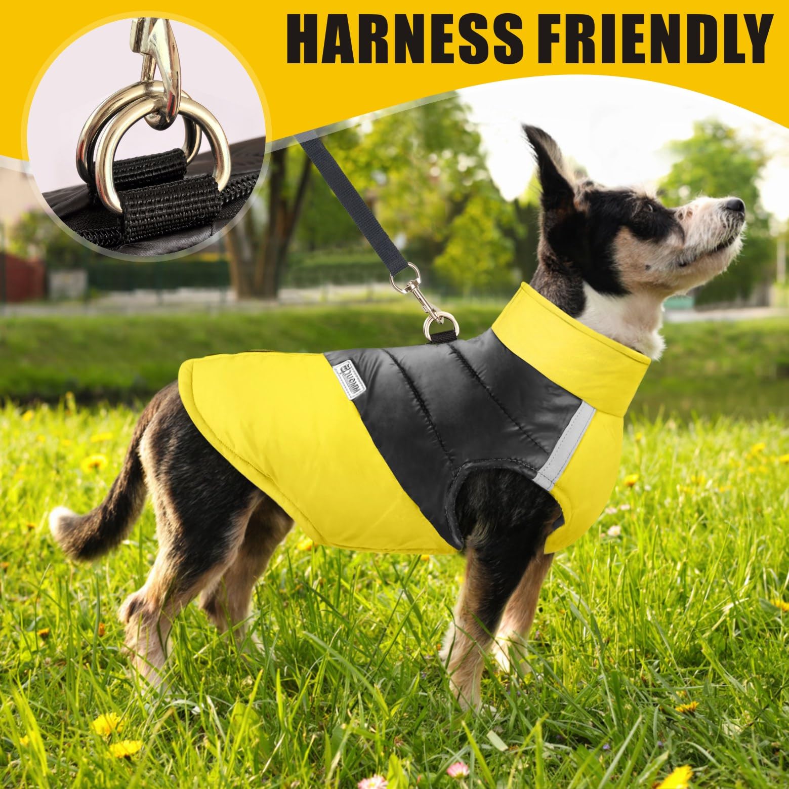 Idepet Dog Winter Coat Waterproof Dog Jackets Warm PetClothes for Small Medium large Pet Dog Cat Puppy S M L XL XXL 3XL 4XL 5XL (Yellow - Image 3