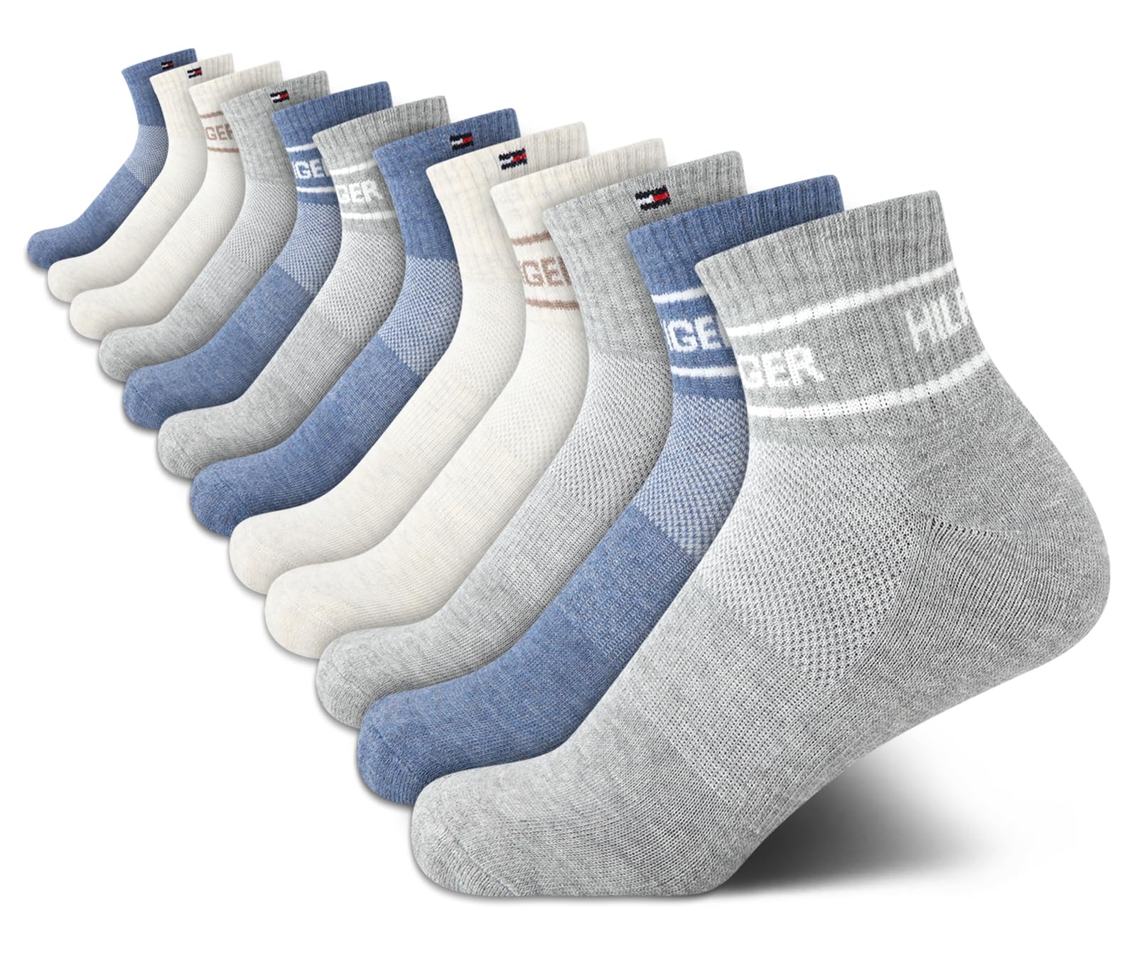Tommy Hilfiger Womens 12 Pack Lightweight Cushioned Quarter Ankle Socks