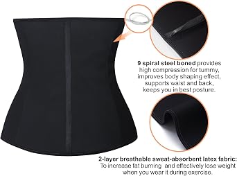 YIANNA Latex Waist Trainer for Women Tummy Control Zipper Underbust Waist Cincher Corset Hourglass Body Shaper Sport Girdle