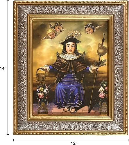 Miniatura 2 de Gigi's Classy Kids Holy Infant of Atocha - Marco enmarcado de madera de pino adornado dorado antiguo, 12 x 14 pulgadas, regalo religioso