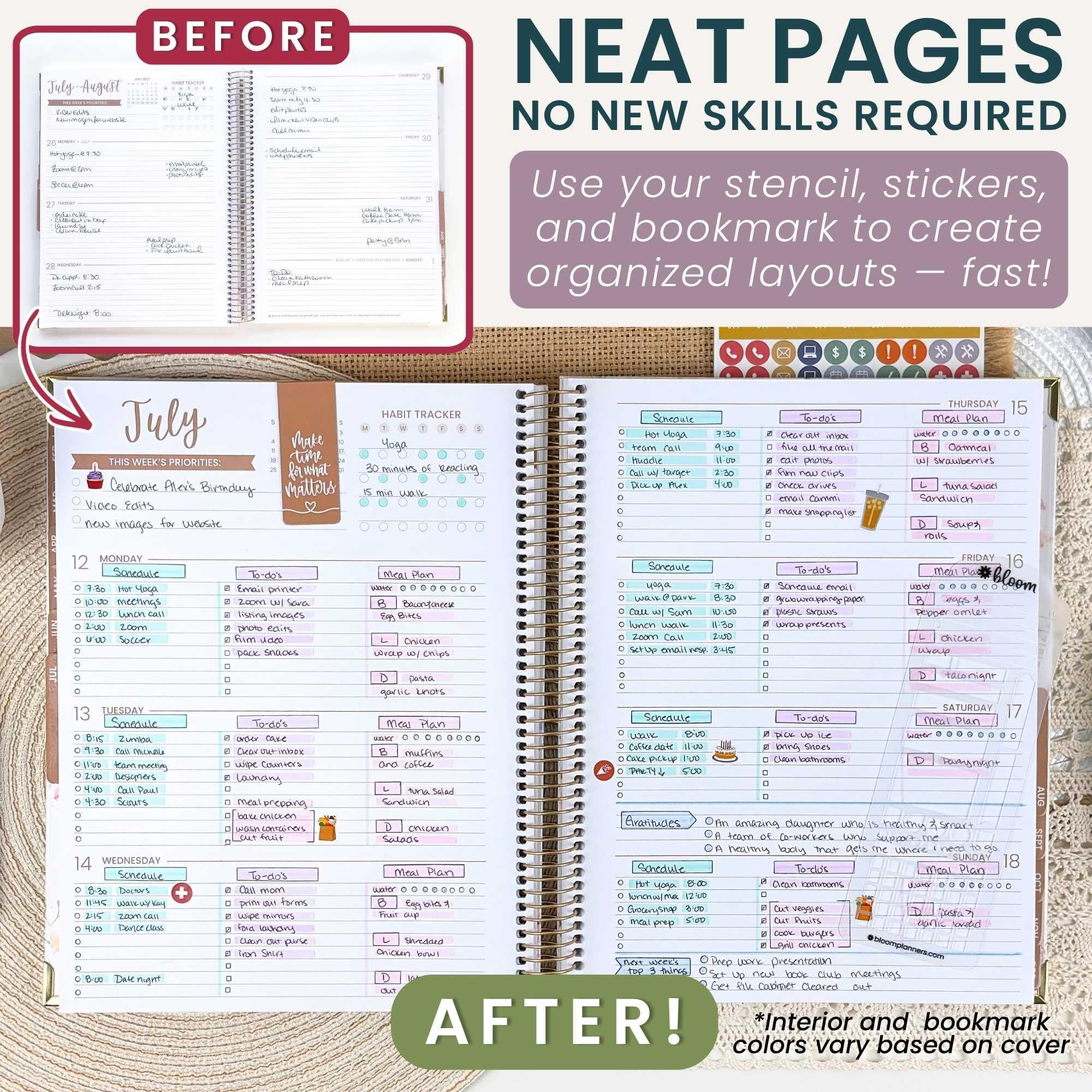 bloom daily planners Agenda de tapa dura 2027 (8.5 x 11 pulgadas) de enero a diciembre de 2027, calendario anual, agenda de tareas para mujeres, agenda inspiradora mensual y semanal con plantilla