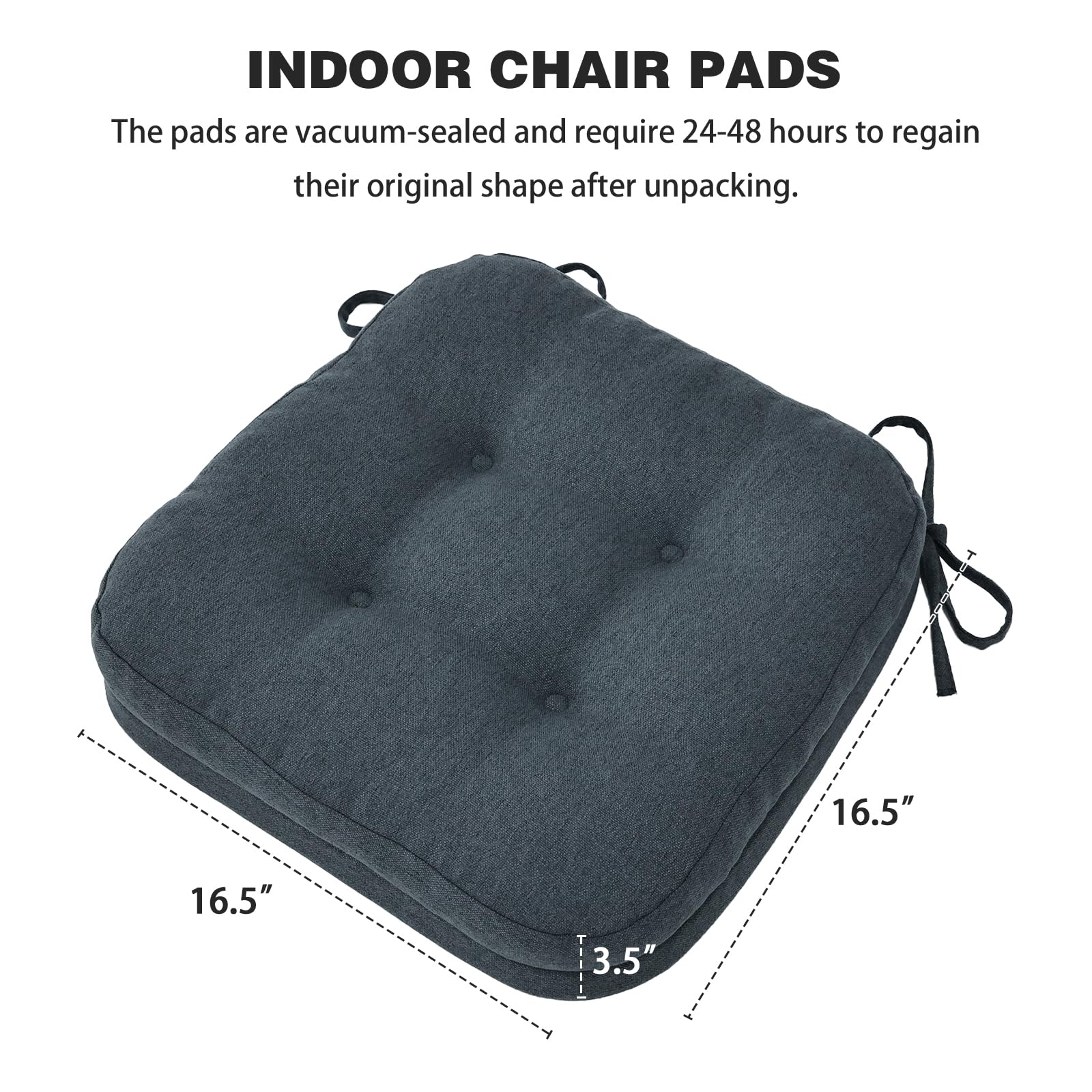 TANYOO Chair Pads for Dining Chairs 2 Pack, Tufted Memory Foam Kitchen Seat Cushions - Image 3