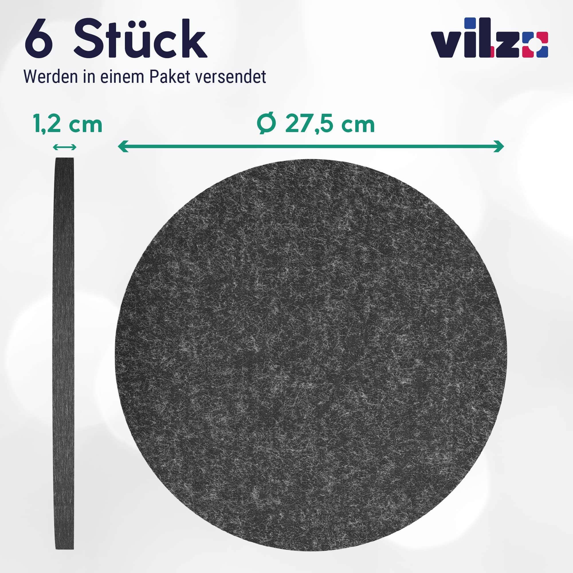 Panneaux Acoustiques En Feutre Recyclé – Lot De 6 – Ø 27,5 Cm, Gris Nuit – Autocollant Ou à Visser - 5