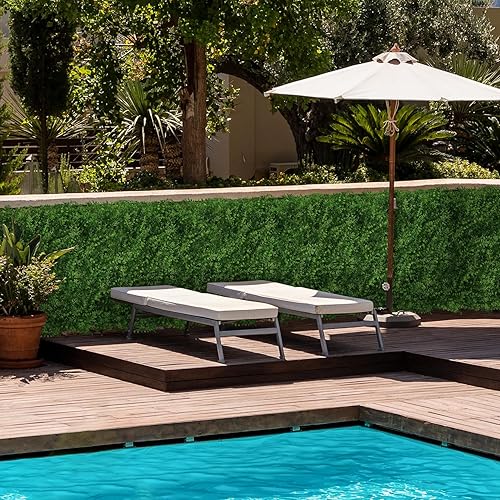 Miniatura 8 de MYOYAY Paquete de 12 paneles de boj artificiales de 24 x 16 pulgadas, telón de fondo de césped artificial de 31 pies cuadrados, paneles de pared de