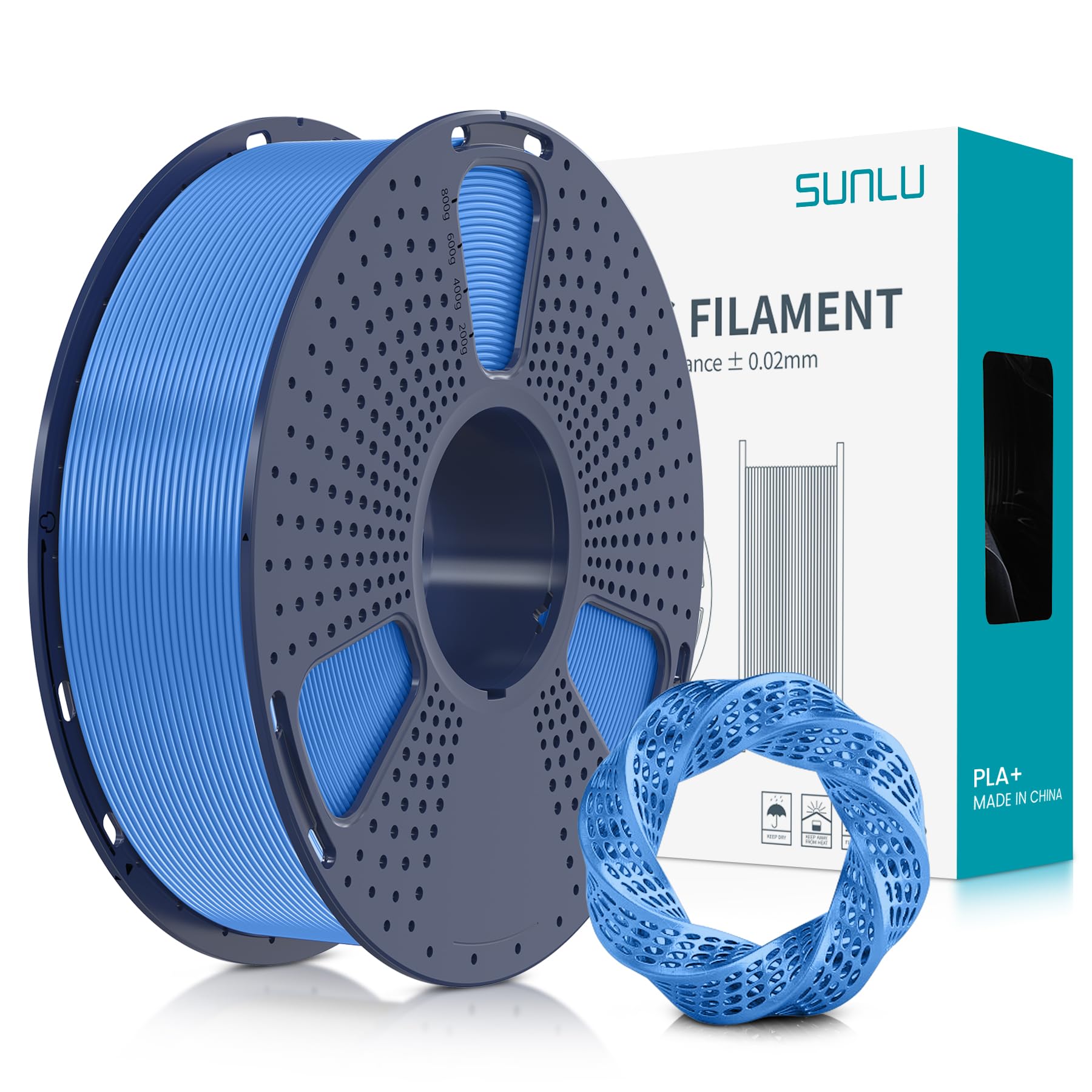SUNLU Filamento PLA+ 1.75 mm per Stampante 3D e Penne 3D, Filamento PLA Plus 1KG,Neatly Wound. Precisione di Tolleranza del Filamento +/- 0.02 mm (Grigio blu)