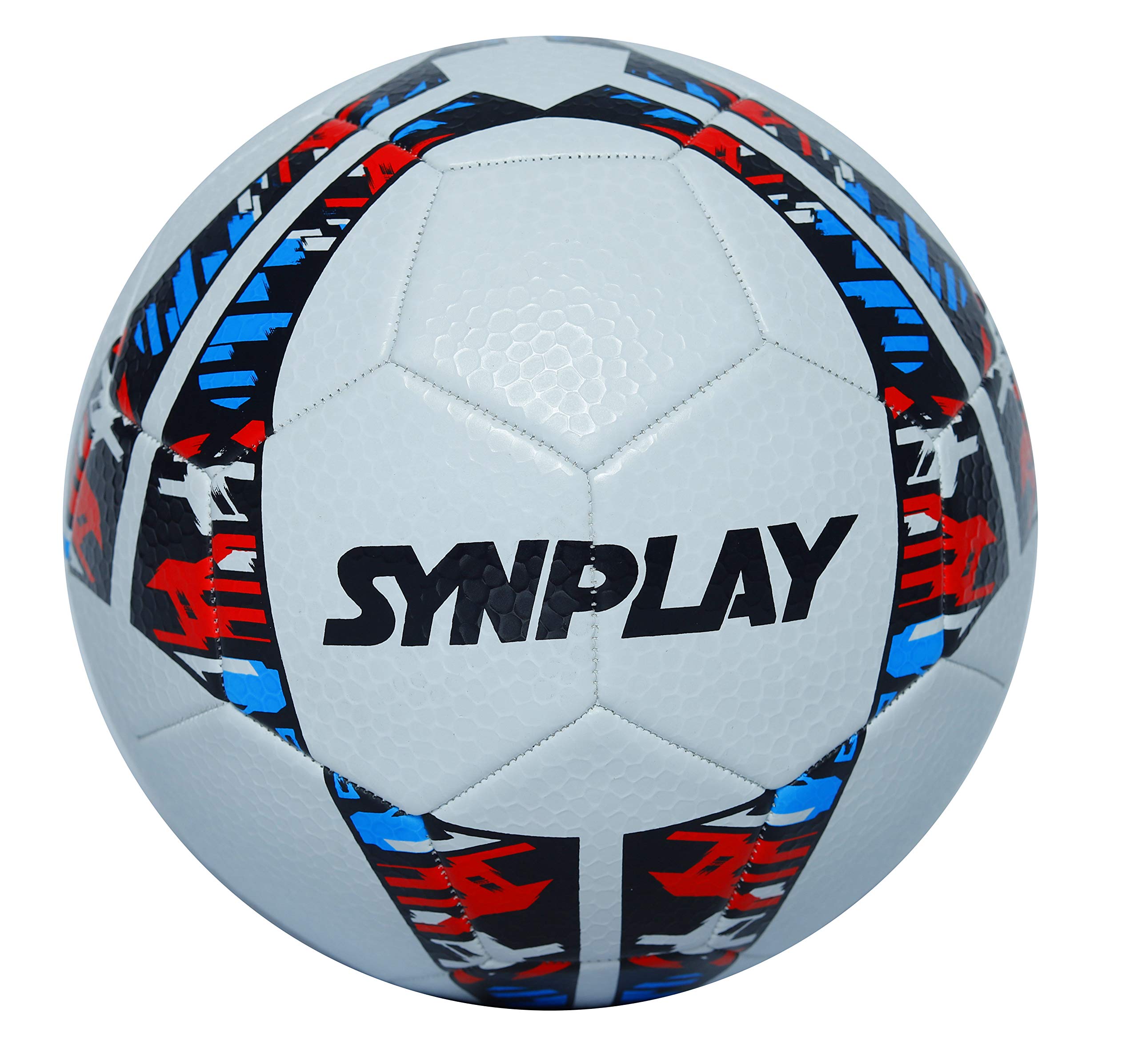 Synplay Machine Stitch Football (Soccer) made with high grade PVC, Size 5 (White & Orange)