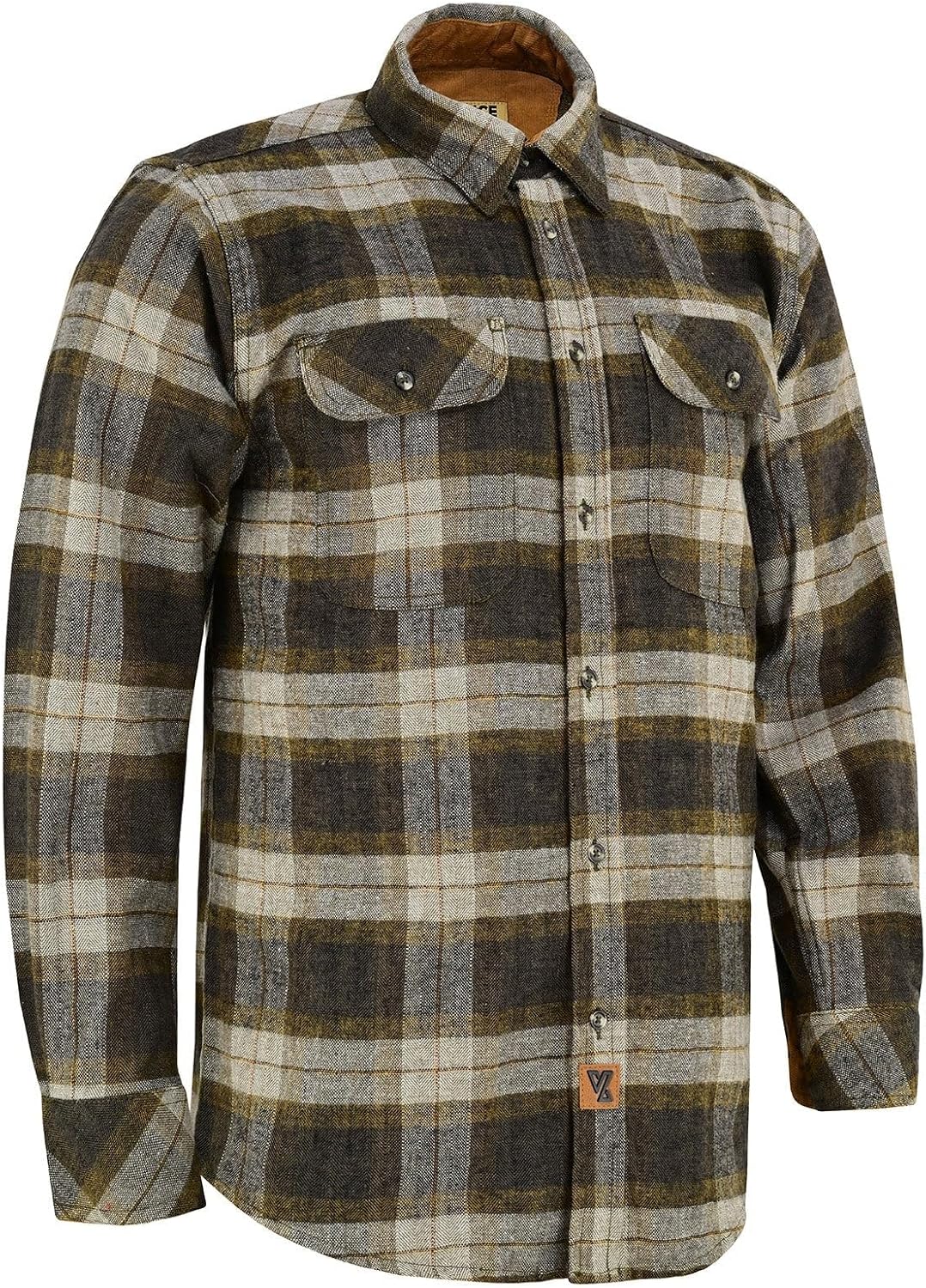 Men's Long Sleeve Plaid Button Down Casual Flannel Shirt, for Men Soft 100% Cotton, Corduroy Cuffs - Image 2