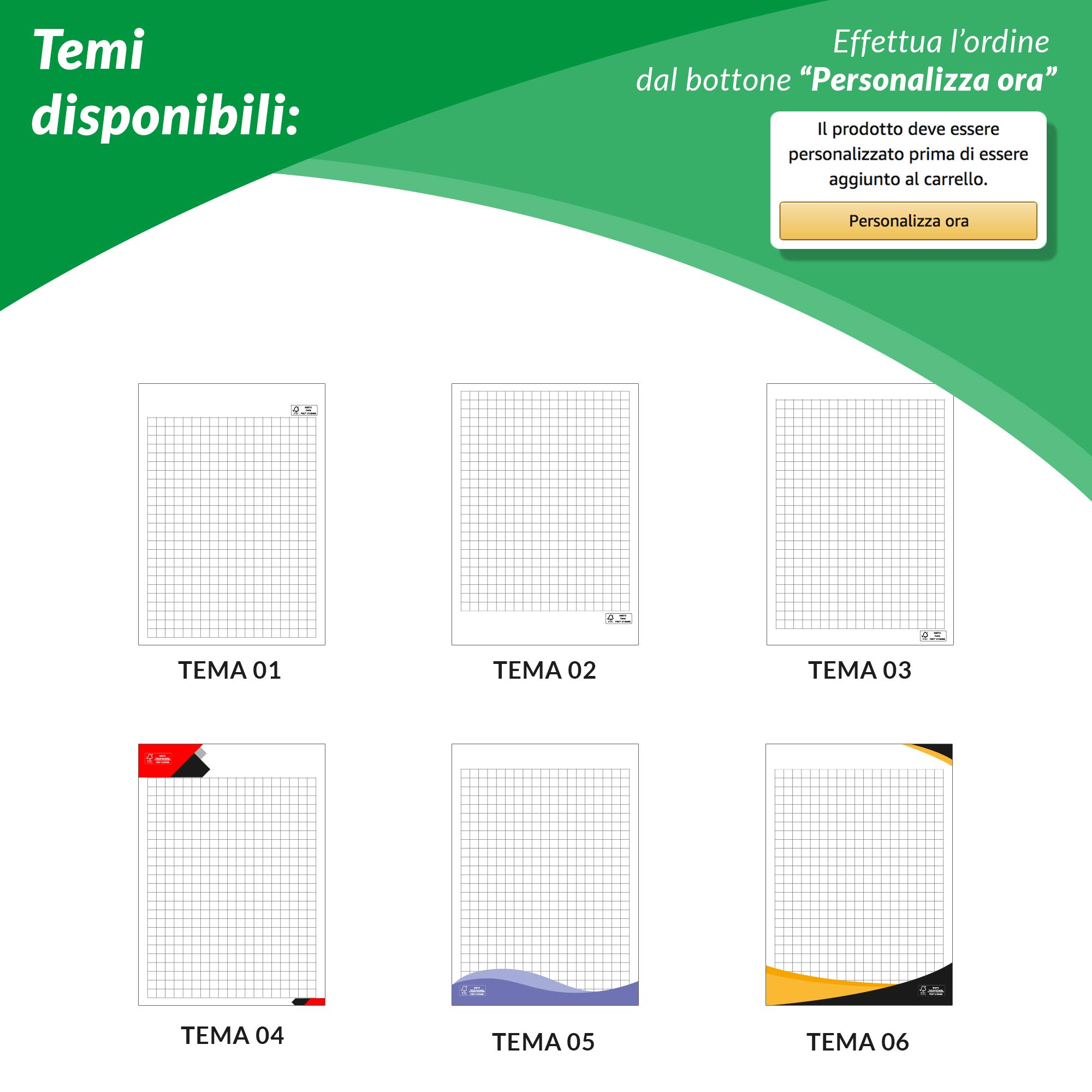 Blocco Note A4 da 50 fogli 80gr con logo aziendale - gommati in testa, quaderno block notes per scrivere appunti (A4, Pacco da 32 blocchi)