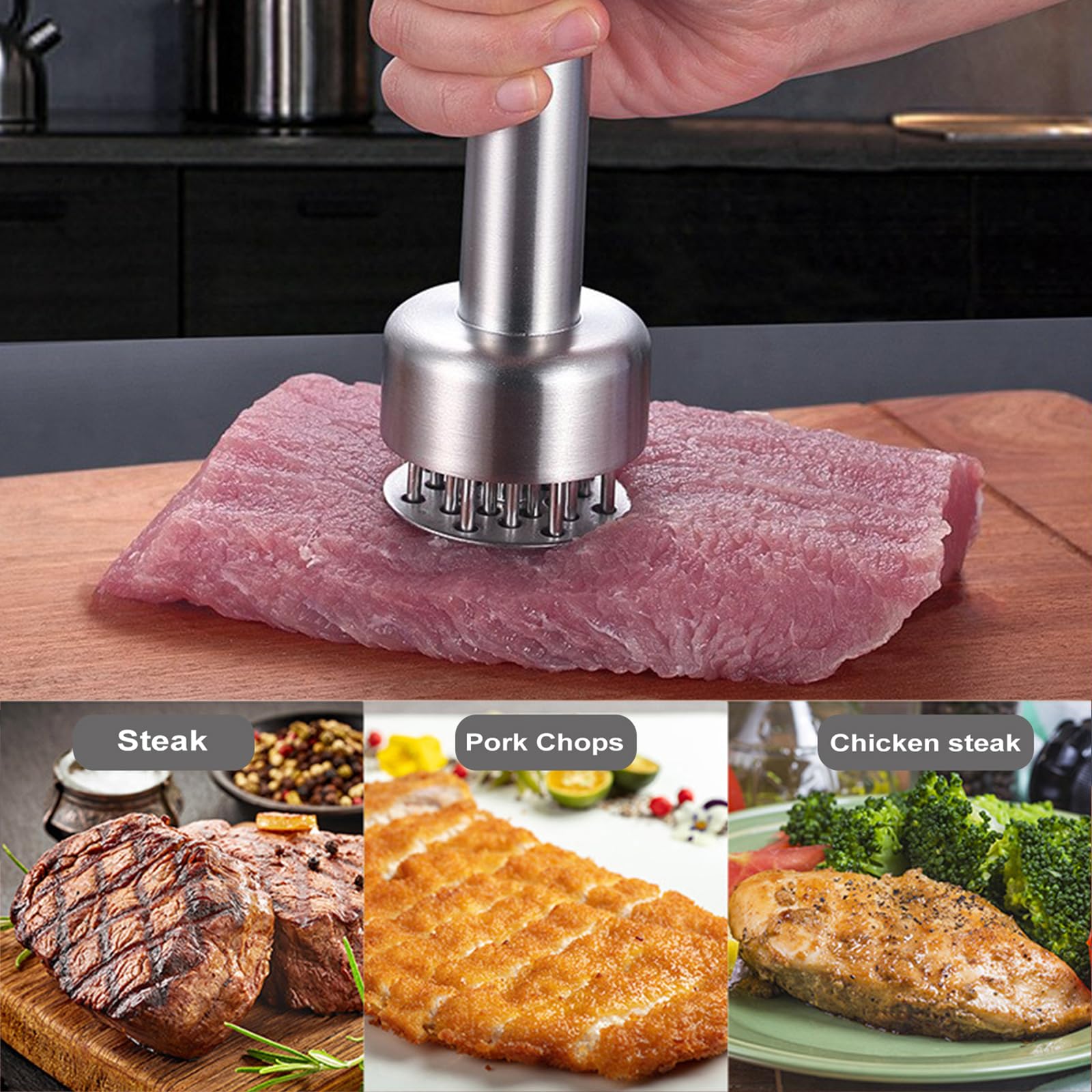 RoseFlower Attendrisseur De Viande, Aiguille à Viande En Acier Inoxydable 304, Marteau à Viande Tendre, Aiguille Attendrisseur De Viande, Outil De Cuisson Robuste Utilisé Pour La Cuisson Du Steak De