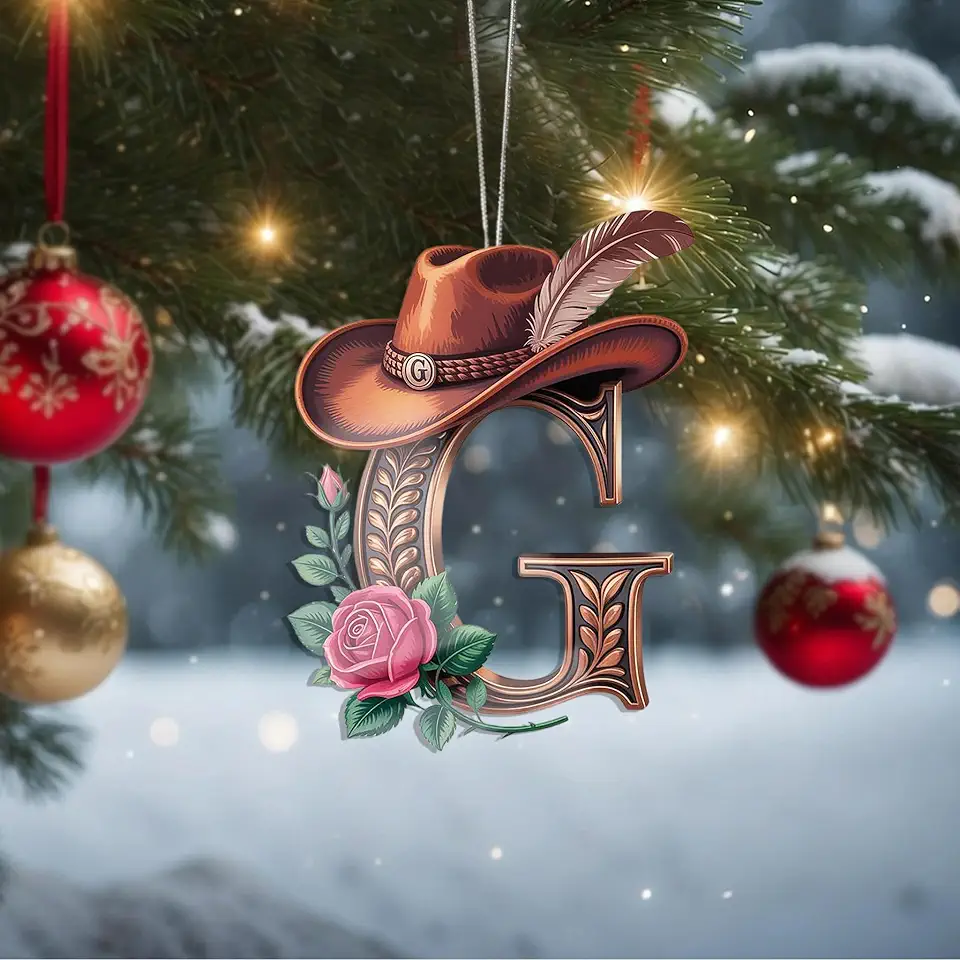 Enfeites de Natal A-Z Cristal Pendurado, Enfeites de Árvore de Natal Artesanais com Letra G, Decoração de Carro e Casa - Presentes de Natal, Decoração de Artesanato Acrílico, Ideias de Troca de