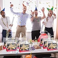 Vista 7 de Berlune Bolsas de regalo transparentes de agradecimiento con asa, bolsa de regalo de plástico transparente, bolsa de regalo de PVC transparente