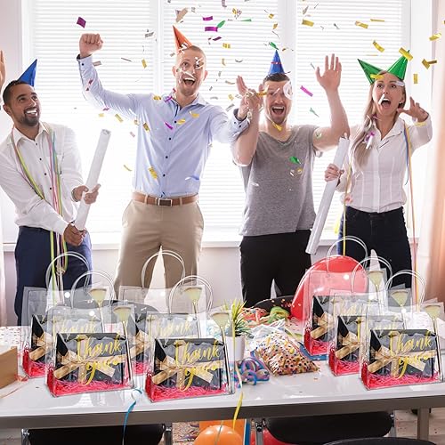 Miniatura 7 de Berlune Bolsas de regalo transparentes de agradecimiento con asa, bolsa de regalo de plástico transparente, bolsa de regalo de PVC transparente para